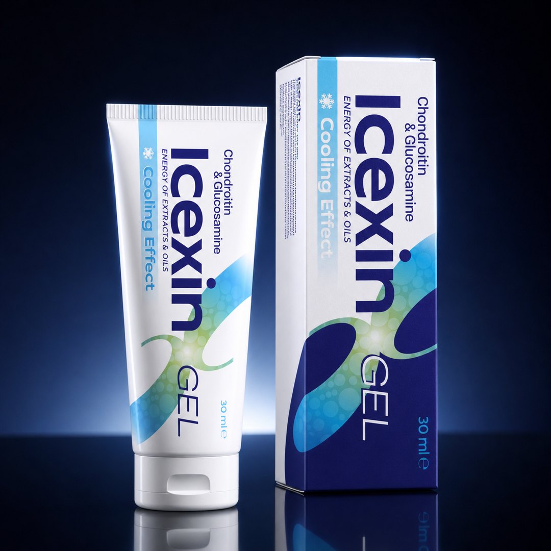 Tubul de gel cosmetic Icexin de 30 ml, fotografiat pe o suprafață curată